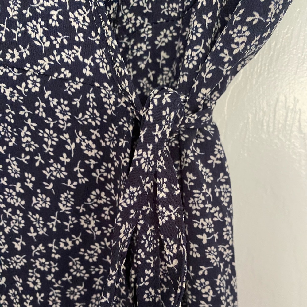 Floral Navy Wrap Maxi Dress with Ruffle Hem - Picture 3 of 7